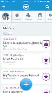 My Disney Experience Planning Page for my Trip.