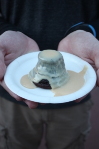 Warm chocolate pudding with Kerrygold Irish Cream Liqueur Custard